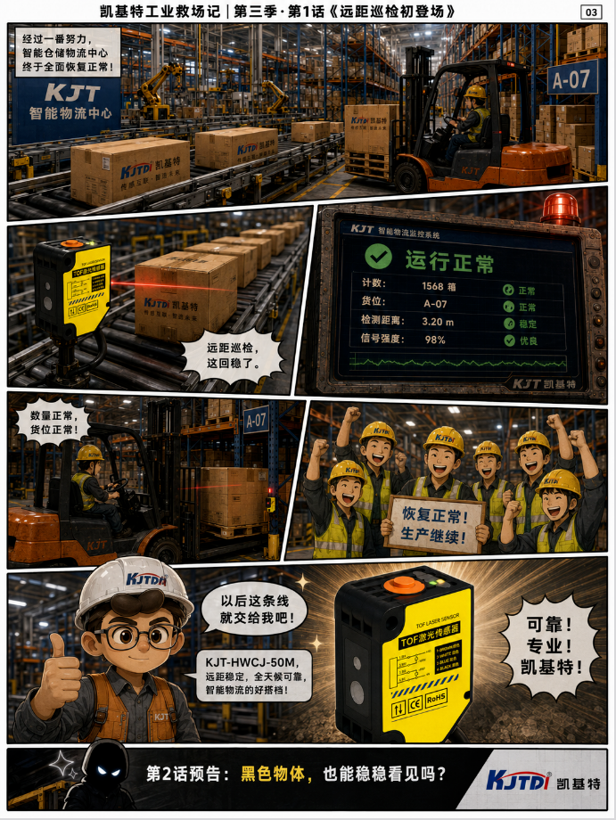凯基特工业救场记|KJT-50M TOF激光光电传感器 凯基特工业救场记|KJT-50M TOF激光光电传感器