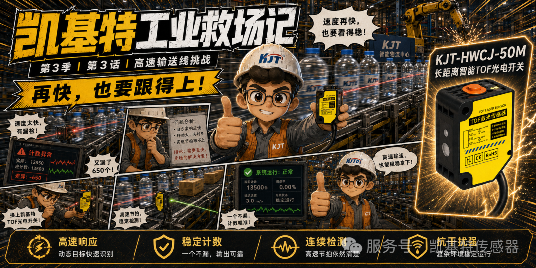 凯基特工业救场记|KJT-50M TOF激光光电传感器 凯基特工业救场记|KJT-50M TOF激光光电传感器