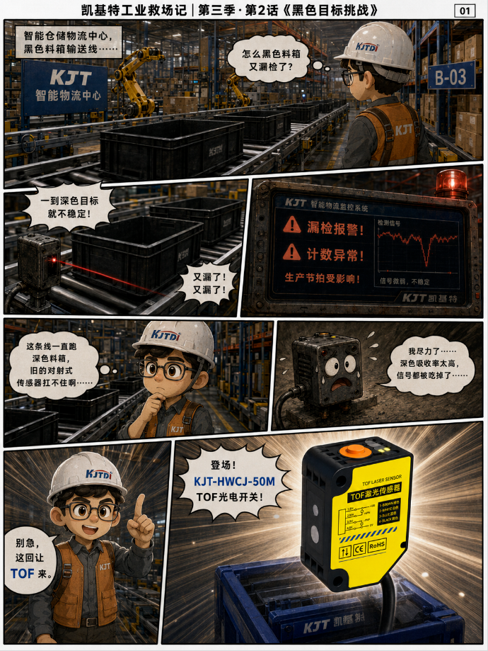 凯基特工业救场记|KJT-50M TOF激光光电传感器 凯基特工业救场记|KJT-50M TOF激光光电传感器