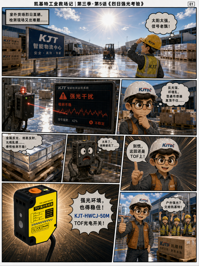 凯基特工业救场记|KJT-HWCJ-50M TOF光电开关 :强光、对位、缺料、雨雾,一个个稳住! 凯基特工业救场记|KJT-HWCJ-50M TOF光电开关 :强光、对位、缺料、雨雾,一个个稳住!