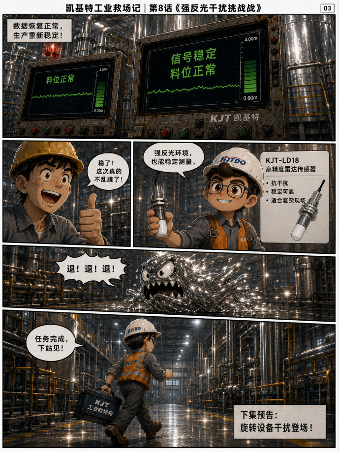 凯基特工业救场记|KJT-LD18 高精度雷达传感器,复杂工况里的稳定答案 凯基特工业救场记|KJT-LD18 高精度雷达传感器,复杂工况里的稳定答案