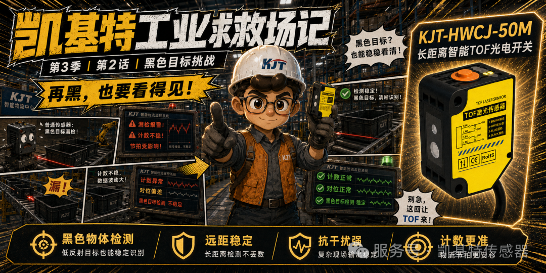 凯基特工业救场记|KJT-50M TOF激光光电传感器 凯基特工业救场记|KJT-50M TOF激光光电传感器