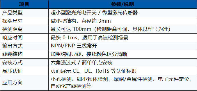 产品推荐 | 凯基特超小型激光光电开关 产品推荐 | 凯基特超小型激光光电开关