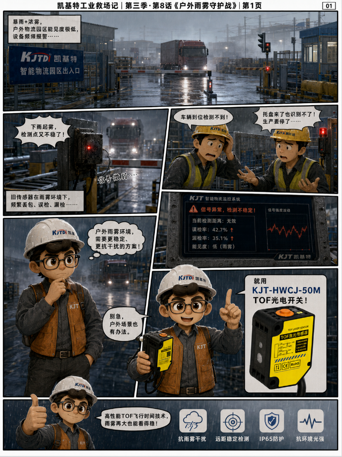 凯基特工业救场记|KJT-HWCJ-50M TOF光电开关 :强光、对位、缺料、雨雾,一个个稳住! 凯基特工业救场记|KJT-HWCJ-50M TOF光电开关 :强光、对位、缺料、雨雾,一个个稳住!