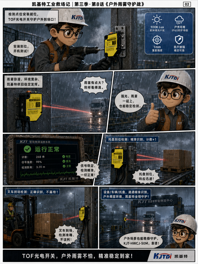 凯基特工业救场记|KJT-HWCJ-50M TOF光电开关 :强光、对位、缺料、雨雾,一个个稳住! 凯基特工业救场记|KJT-HWCJ-50M TOF光电开关 :强光、对位、缺料、雨雾,一个个稳住!