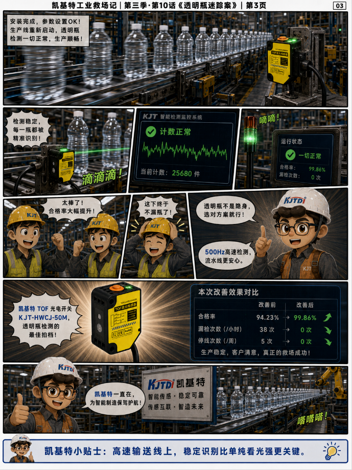 凯基特工业救场记·第三季收官|TOF 激光光电传感器:强光、对位、缺料、雨雾、多规格、透明瓶,一个都稳! 凯基特工业救场记·第三季收官|TOF 激光光电传感器:强光、对位、缺料、雨雾、多规格、透明瓶,一个都稳!