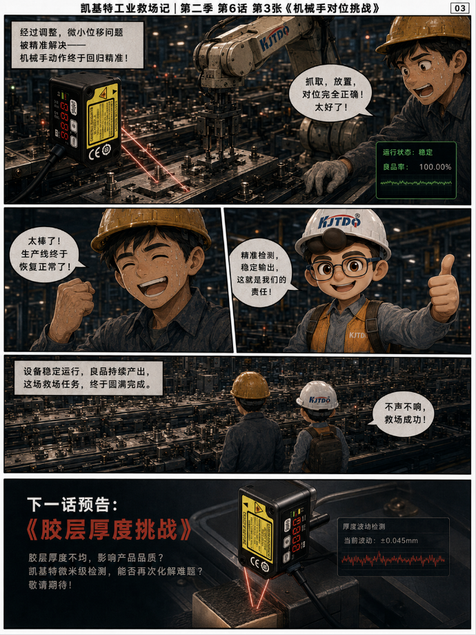 凯基特工业救场记|CMOS微型激光位移传感器:微米级检测!薄片厚度 × 翘曲变形 × 机械手对位 凯基特工业救场记|CMOS微型激光位移传感器:微米级检测!薄片厚度 × 翘曲变形 × 机械手对位