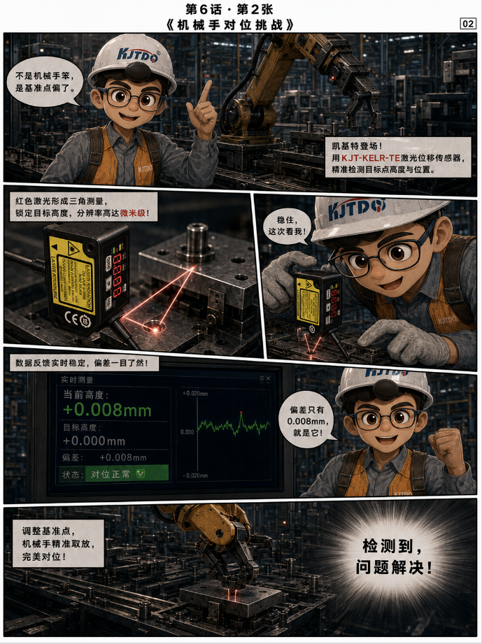 凯基特工业救场记|CMOS微型激光位移传感器:微米级检测!薄片厚度 × 翘曲变形 × 机械手对位 凯基特工业救场记|CMOS微型激光位移传感器:微米级检测!薄片厚度 × 翘曲变形 × 机械手对位