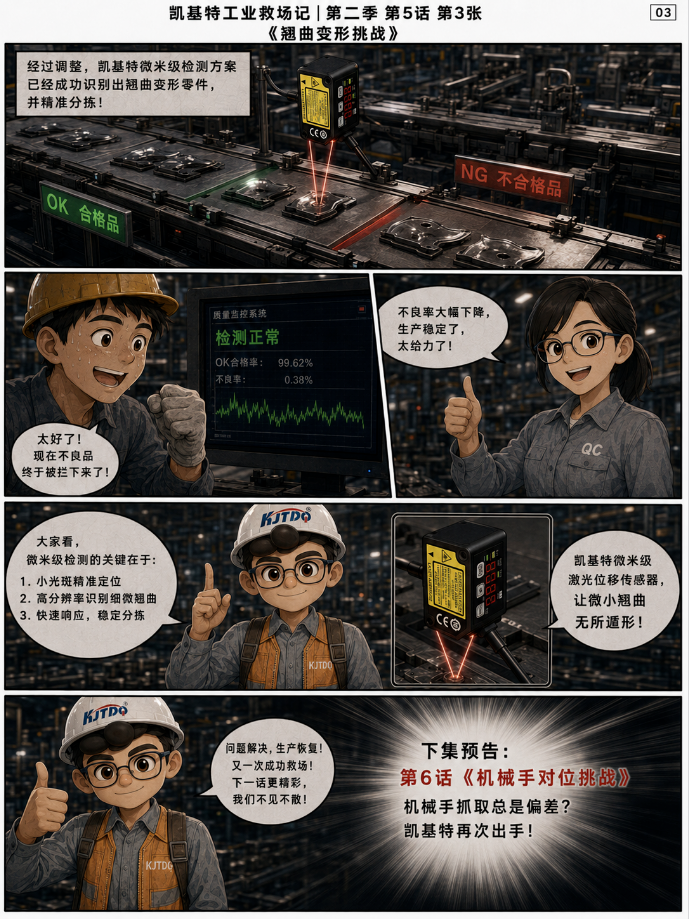 凯基特工业救场记|CMOS微型激光位移传感器:微米级检测!薄片厚度 × 翘曲变形 × 机械手对位 凯基特工业救场记|CMOS微型激光位移传感器:微米级检测!薄片厚度 × 翘曲变形 × 机械手对位