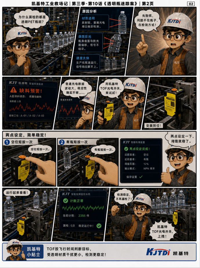 凯基特工业救场记·第三季收官|TOF 激光光电传感器:强光、对位、缺料、雨雾、多规格、透明瓶,一个都稳! 凯基特工业救场记·第三季收官|TOF 激光光电传感器:强光、对位、缺料、雨雾、多规格、透明瓶,一个都稳!